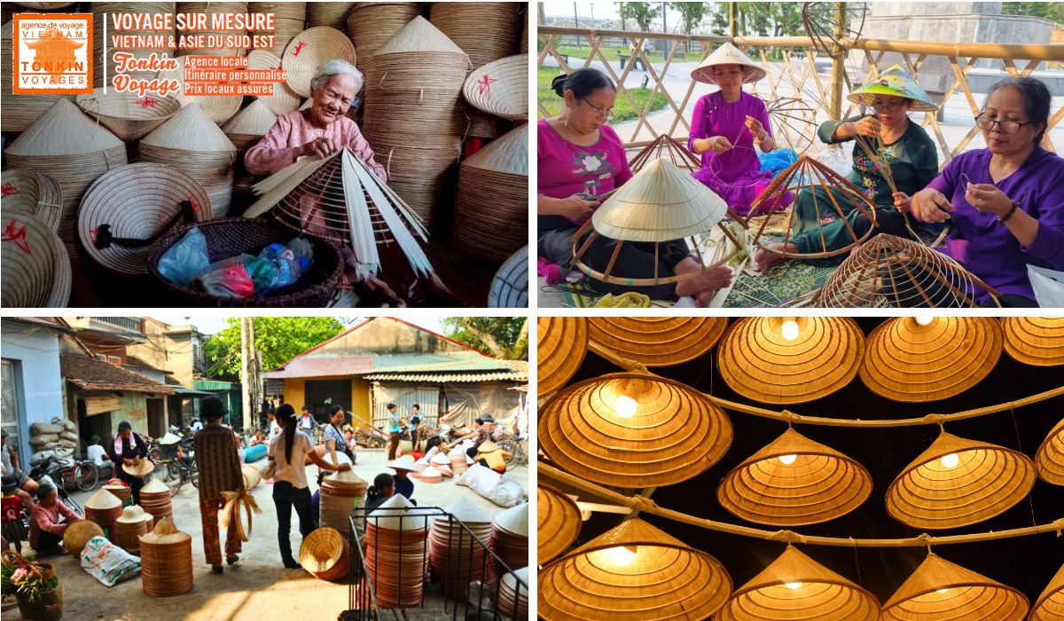 Artisanat vietnamien au centre Village du chapeau conique poeme a Hue nomm&eacute; Tay Ho